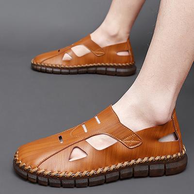 Mode Modetrends Leder Herren Retro-Stil Sandalen Kleiderschuh Sommer Strandschuhe Atmungsaktiv Ausgehöhlt Walking Täglicher Arbeitsweg Sandalen