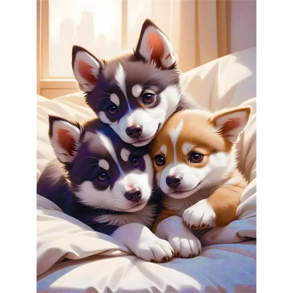 DIY Diamond Painting Cute Puppy Cross Stitch Kit Mosaic Art Diamond Painting Full Circle Diamond Home Decoration