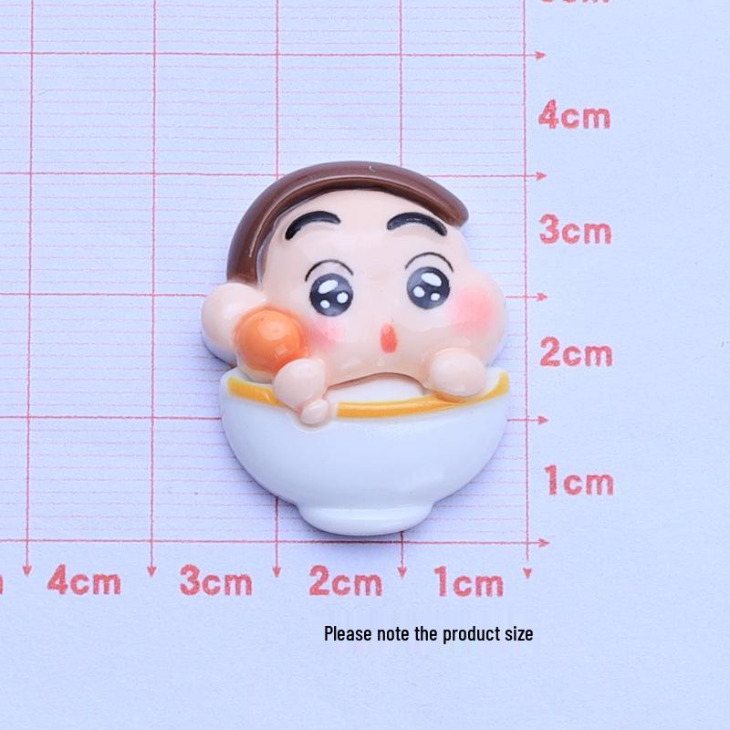 Shin-chan DIY Resin Accessories: Phone Case, Shoe Buckle, Jewelry, Hair Clip, and Headdress.