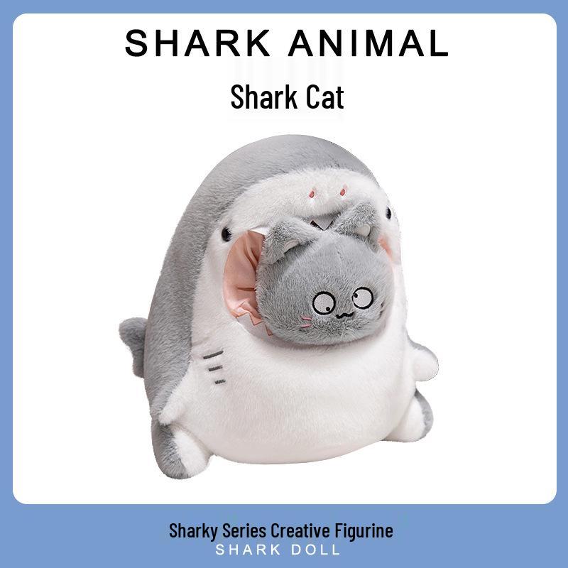 Cute Shark Transformation Plush Figurines - Net Celebrity Series Animal Dolls, Perfect for Qixi Birthday Gifts 30cm