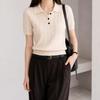 Mizqz WoMen S twiSted Collar Short Sleeve Knit Button Punching SuMMer Knit Tee M