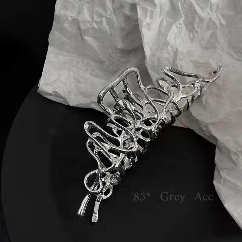 Silver Metal Geometric Shark Hair Clip for Thick Hair