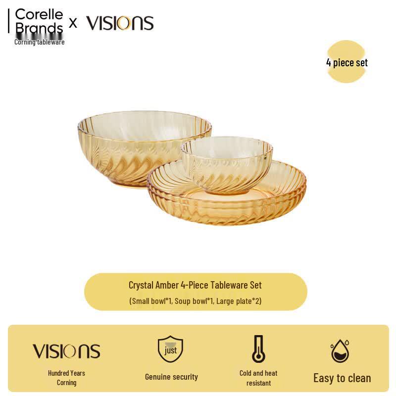 Corning VISIONS Crystal Amber 4-Piece Tableware Set