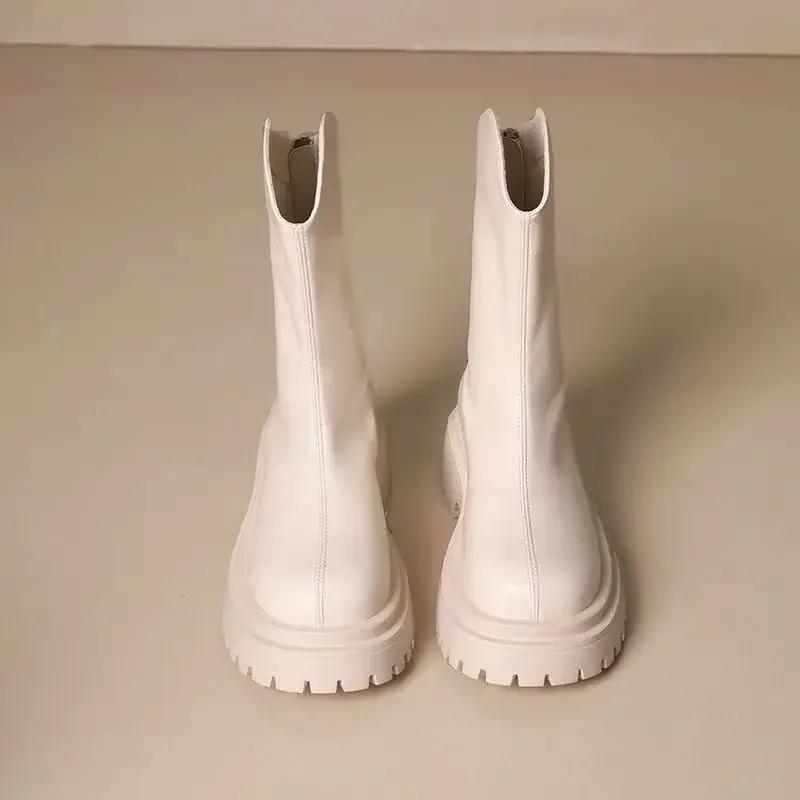 Fashion Elegant With Medium Heels Booties Round Toe Winter 2024 Female Short Shoes On Offer Designer Luxury New In Women's Ankle Boots