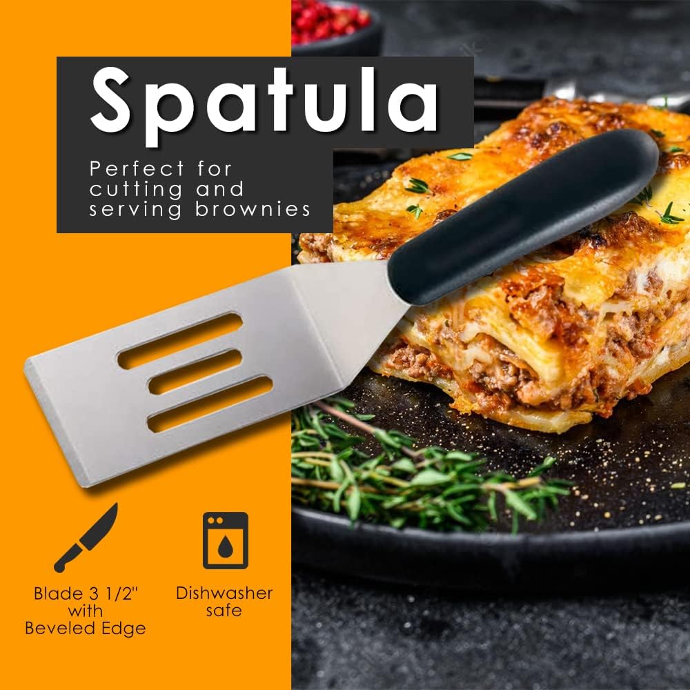 Stainless Steel Mini Serving Spatula, Culinary Kitchen Spatula for Serving and Turning, Mini Slotted Turner for Flipping, Cooking and Baking Kitchen