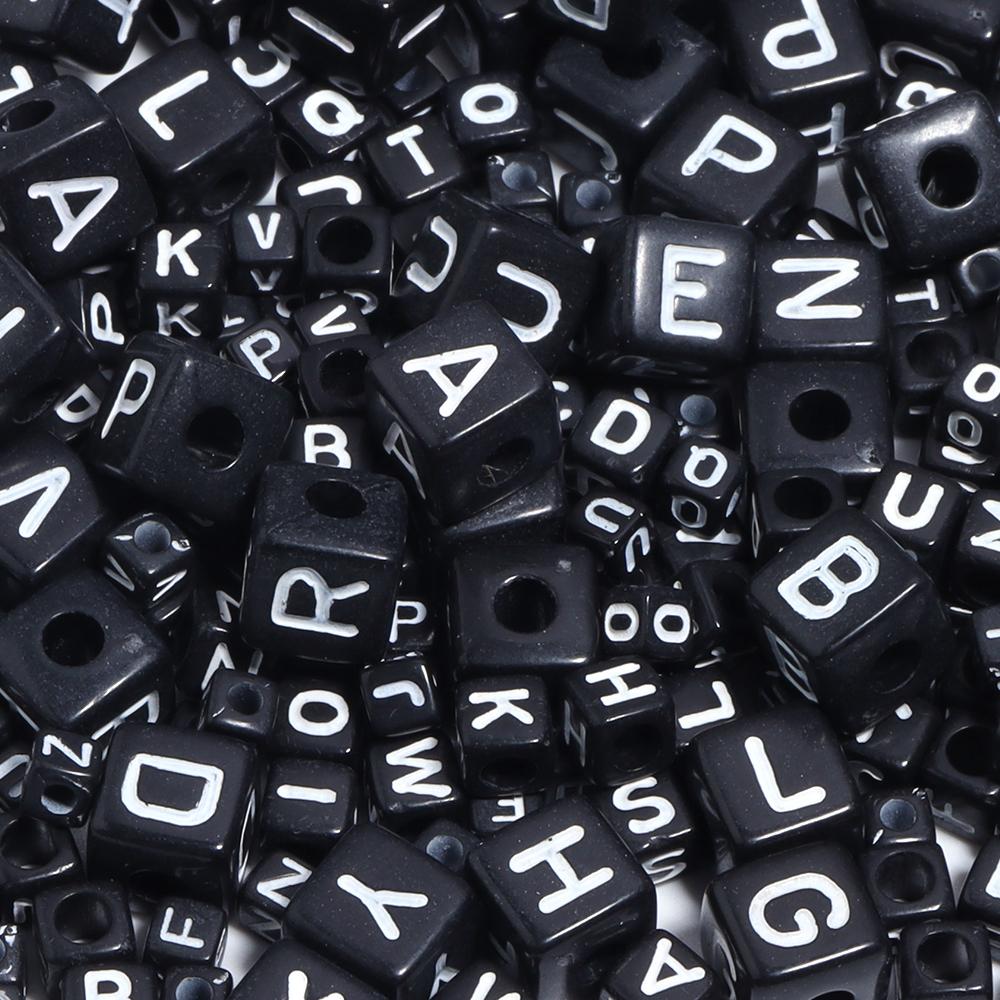 50-100 Stück Schwarze Acryl Buchstabenperlen A-Z Alphabetperlen Würfel Abstandshalterperlen Für DIY Armband Halskette Schmuckherstellung Zubehör