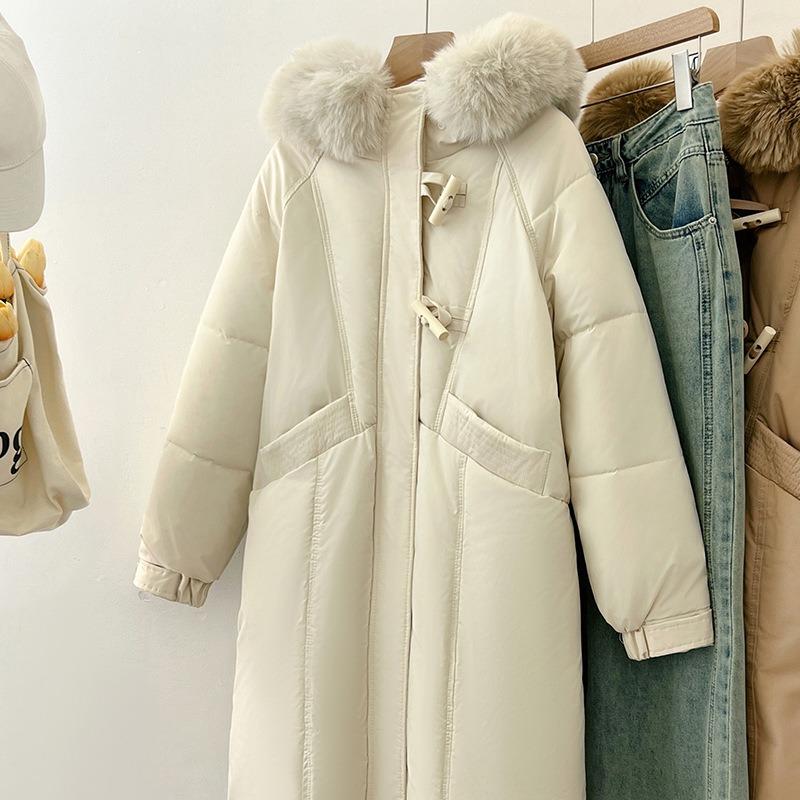 

Женская хлопковая одежда с большим меховым воротником, длинные модели, новый модный дизайн, утолщенная, зимняя тонкая куртка, хлопковая одежда L suggestion [145-165] catties бежевый