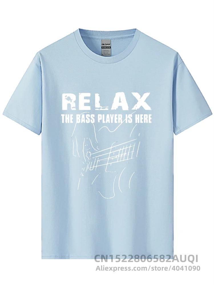 Electric Guitar Nevan Music Tshirt Relax The Bass Player Is Here 100% Cotton Fashionable Black T Shirt Summer Popular Tees