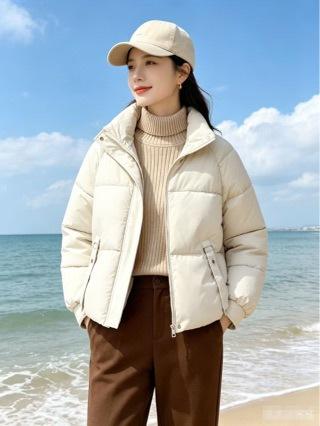 Thickened cotton-padded clothes Women's winter short loose stand-up collar bread clothes Jacket Versatile commuter style