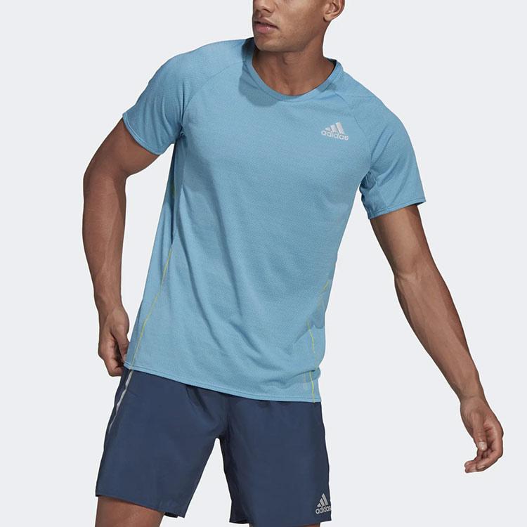 Adidas Adi Runner Tee Training Sports Crew Neck Short Sleeve T-Shirt Men Tops Blue GJ9886