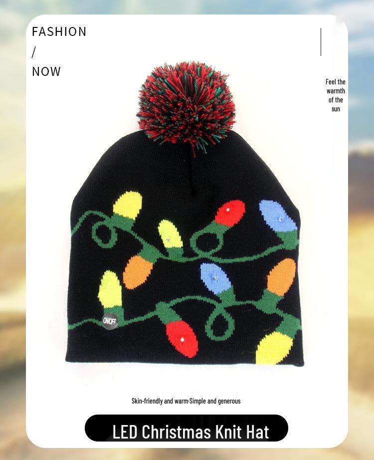 LED Flashing Multicolor Christmas Knit Hat - European & American Design