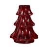 Christmas Tree Candlestick Glass Pillar Candle Holder Vintage Ribbed Taper Candle Holder for Festive Dining Table Decoration