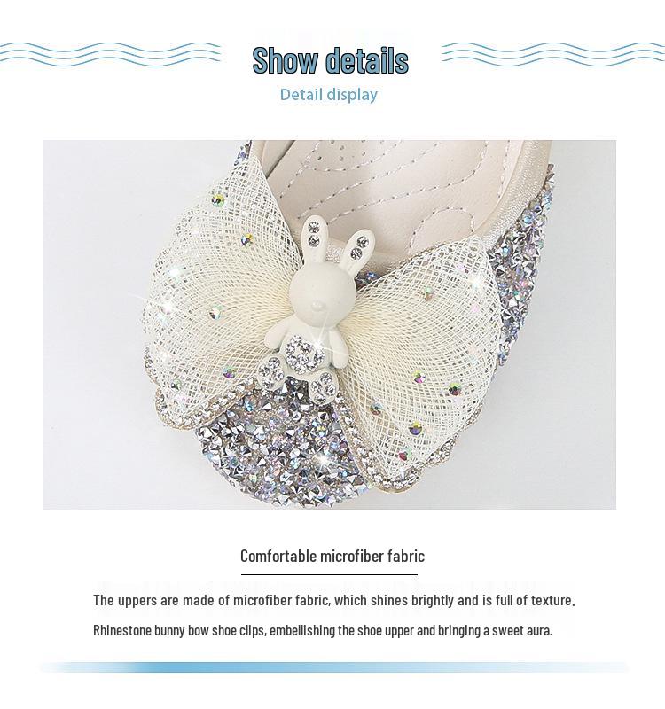 Summer 2025 Rhinestone Princess High Heels for Girls - Leather Shoes for Kids, Available in Small, Medium, Large Sizes