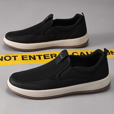 Modische Herren Low-Top Weichsohlen Freizeitschuhe Atmungsaktives Netz Bequem Alleskönner Flache Schuhe PVC Sohle Runde Spitze Rutschfest Sommerschuh