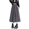 Plus Size Women's Corduroy Pleated A-Line Midi Skirt - Autumn/Winter