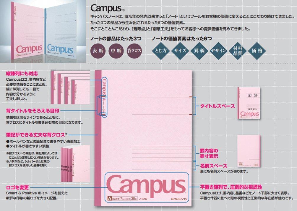 KOKUYO Campus 40 Notebook, B5, B-ruled, Sheets, 5-Pack, No-4BX5