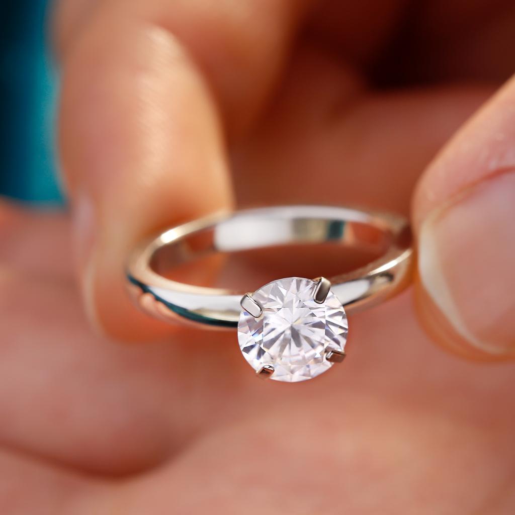 Doe-het-zelf 1,5 CT Solitaire Verlovingsringen Trouwringen Verwisselbaar Roestvrij Staal Ronde Zirkonia Belofteringen voor Haar