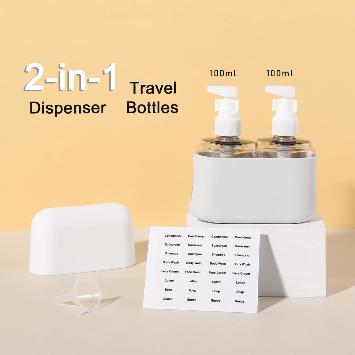 2-in-1 100ml Reisflesjes Set Combinatie Shampoo Douchegel Handzeep Lotion Gesplitste Lege Fles Reiskit Accessoires 100ml&Plastic