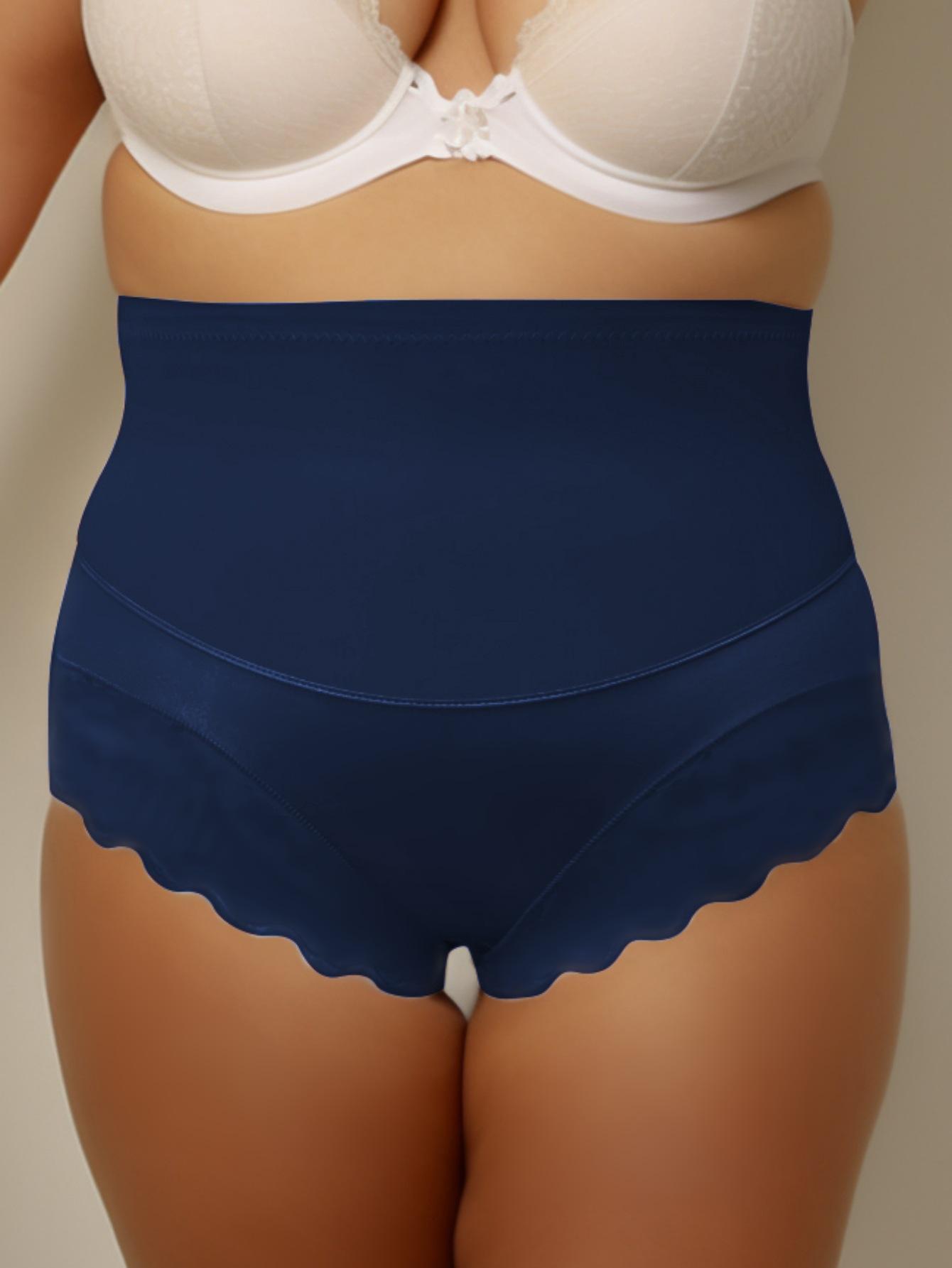 

Женские кружевные трусики большого размера с ультра-высокой талией, корректирующее белье для живота 5XL темно-синий