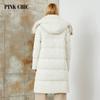 PINK CHIC 2023 New Winter Coat Women Down Jackets High Quality  Fur Collar Warm  Hooded Long Version Parka Female W6607