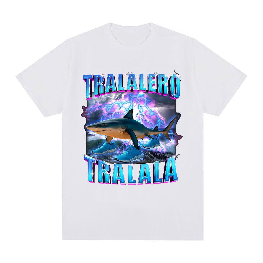 Tralalero Tralala Italian Brainrot Funny Shark Meme Graphic T-shirts Men's Women Clothing Fashion T Shirts Summer Cotton T Shirt