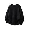 Men's Faux Mink Fur Knit Sweater, Retro-Style, Solid Color, Round Neck, Spring Fashion.