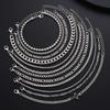 Simple Stylish Punk Hip-Hop Stainless Steel Cross Rhinestones Chain Bracelet Set for Men Women Vacation Date Casual Jewelry Gift