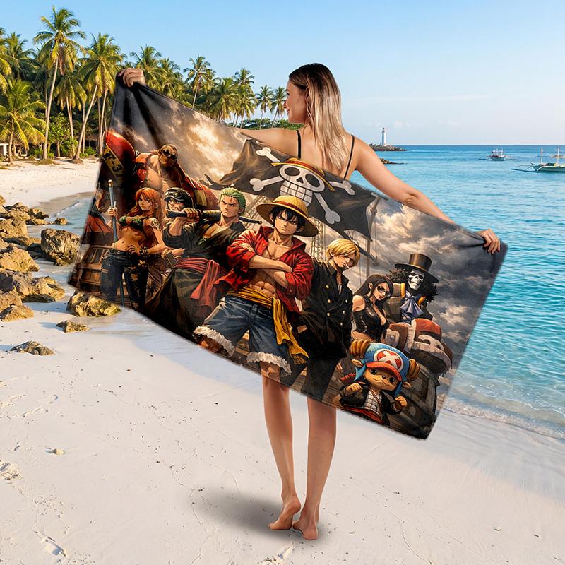 One Piece Printed Swim Towel, Portable Water Absorbent Towel for Beach Camping Daily Bathroom Use