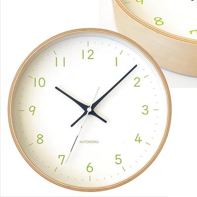 KATOMOKU Plywood Clock 22 Light Green Wall Clock Continuous Second Hand Diameter km-121LGRC 25.2cm (radio Clock)