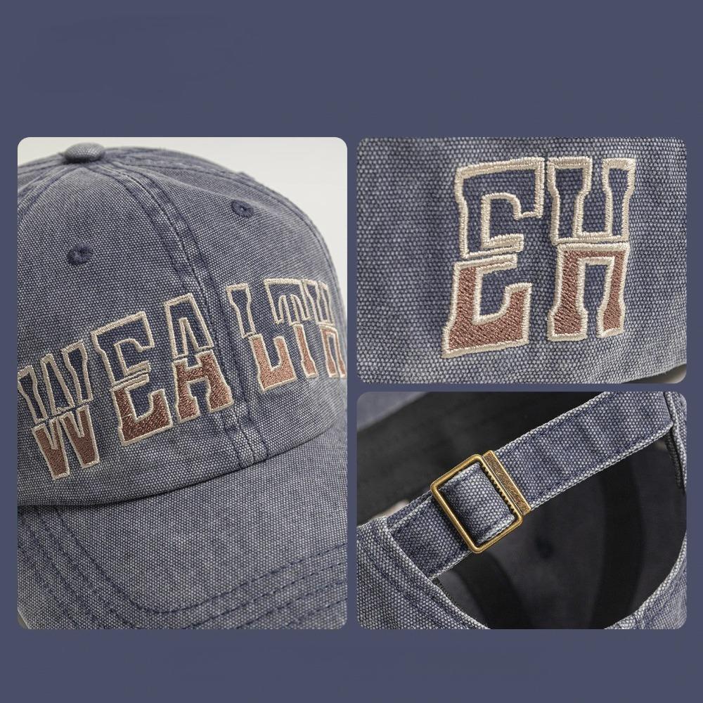 Retro Washed Baseball Cap for Men Women, Polyester Material with Letter Design, Adjustable Strap Closure,Suitable for Daily Wear
