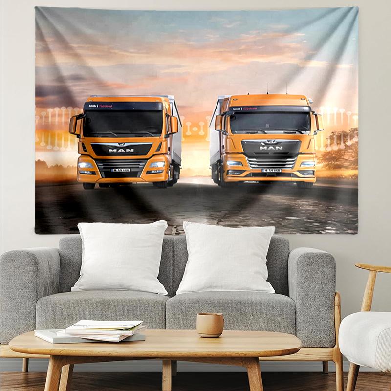 MAN LKW Wandteppich für Schlafzimmer Ästhetische Klassenzimmer Wandteppiche Wandbehang für Wohnzimmer Studentenwohnheim Büro, Ideales Kreatives Geschenk