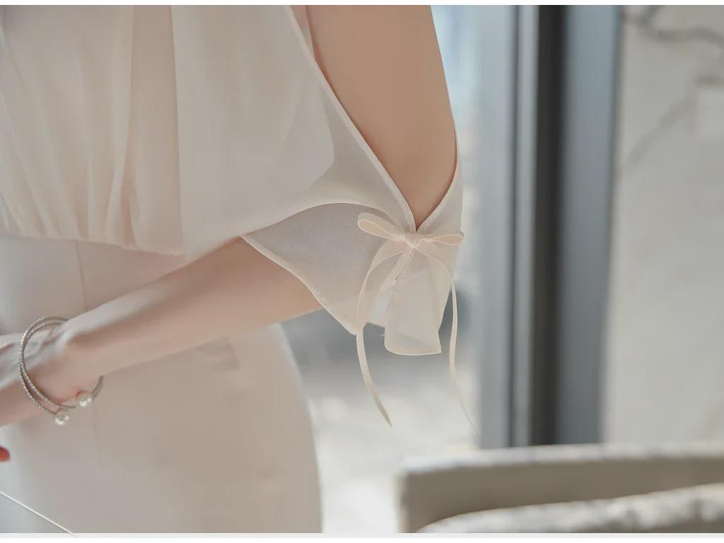 2023 Korean-Style Off-Shoulder Chiffon Splicing Dress for Women