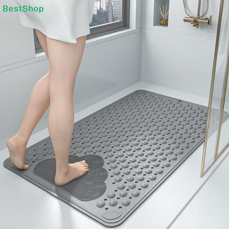 Non-Slip Silicone Bathroom Mat - Foot Massage Shower Mat, Water-Resistant Bathtub Floor Mat for Safety & Comfort