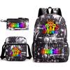 Rhythm Box Spiel Merchandise Schultasche Sprunki Cartoon Sternenhimmel Rucksack Umhängetasche Dreiteiliges Set