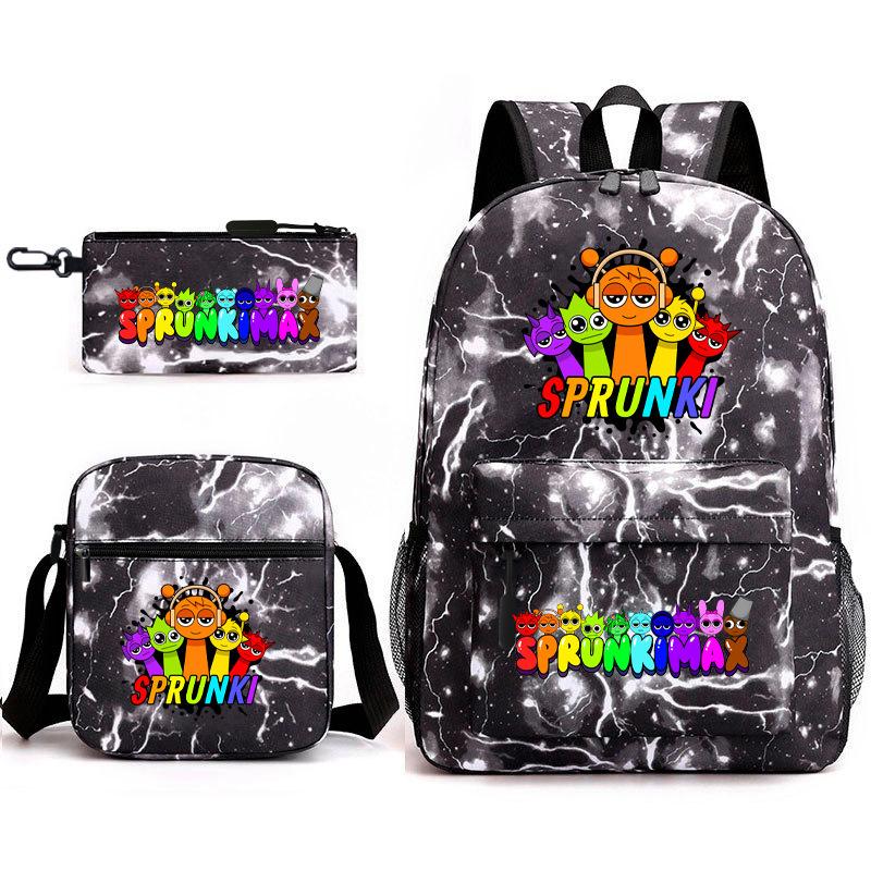 Rhythm Box Spiel Merchandise Schultasche Sprunki Cartoon Sternenhimmel Rucksack Umhängetasche Dreiteiliges Set