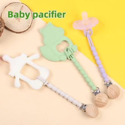 Baby Pacifier Clips Chain Silicone Beads BPA Free Newborn Teething Soother Soft Chew Dummy Chains