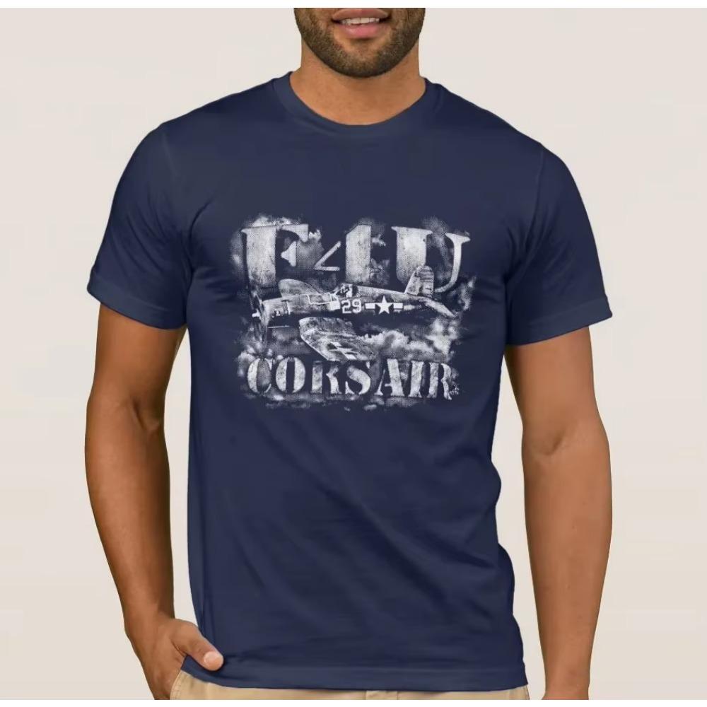 Retro F4U Corsair Fighter Aircraft T-Shirt 100% Cotton O-Neck Summer Short Sleeve Casual Mens T-shirt Size S-3XL