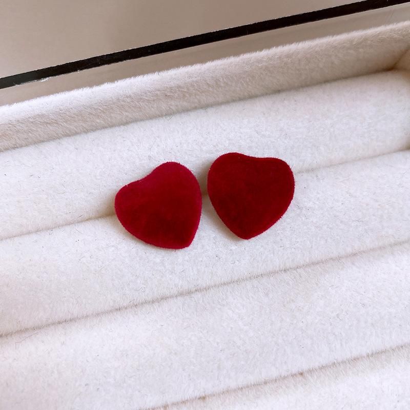 Silver Needle Ankara Red Geometric Stud Earrings Female Korean Ins Fashion Design Earrings High-end Exquisite Earrings