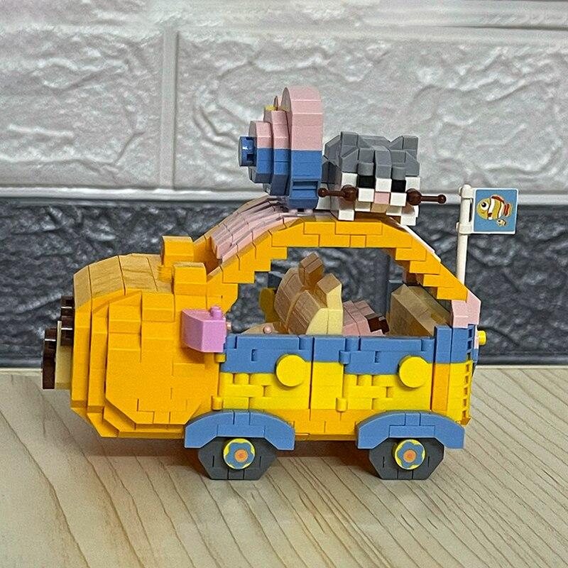 LOZ 9261 Animal World Bear Car Candy Cake City Food Selling Vehicle DIY Mini Blocks Brick Building Toy for Children Gift No Box