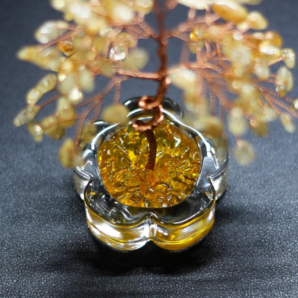Citrine Gravel Crystal Money Tree Home Ornament Gift