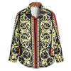Camicia da Uomo di Lusso Retro con Motivo Sole e Stelle, Collo a Revers, Bottoni, Maniche Lunghe, Moda Serale