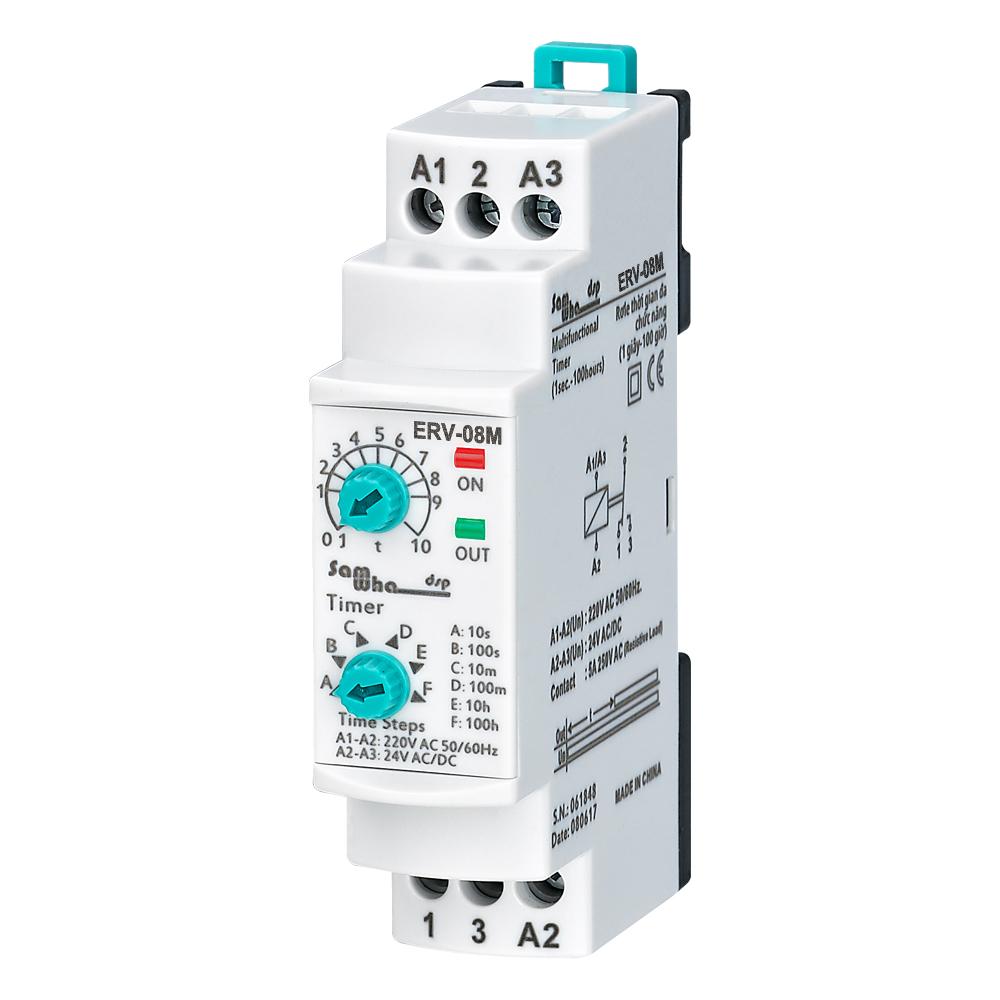 Samwha-Dsp ERV-08M Relè Temporizzatore Multifunzione a Ritardo di Spegnimento Elettronico Regolabile (0,1sec. - 100 ore.) Relè 5