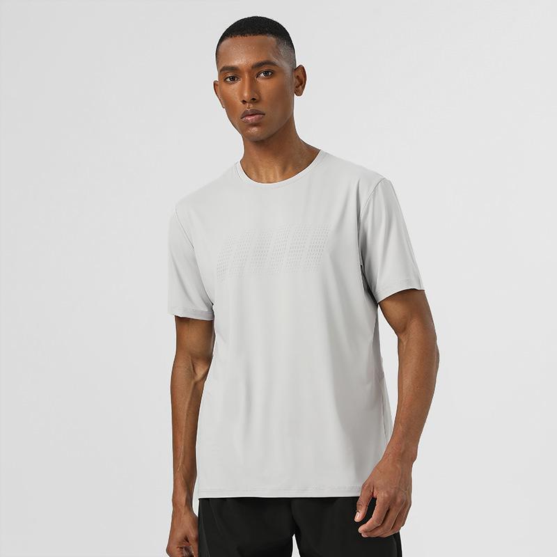 

Мужская быстросохнущая эластичная футболка с круглым вырезом, облегающего кроя, с коротким рукавом, повседневная одежда для спорта на открытом воздухе M