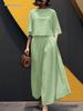 2026 Spring/Summer Women's Solid Color Short Sleeve Casual Loose Trousers Two-Piece Set