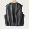 Elegant Women's Round Neck Faux Leather Vest
