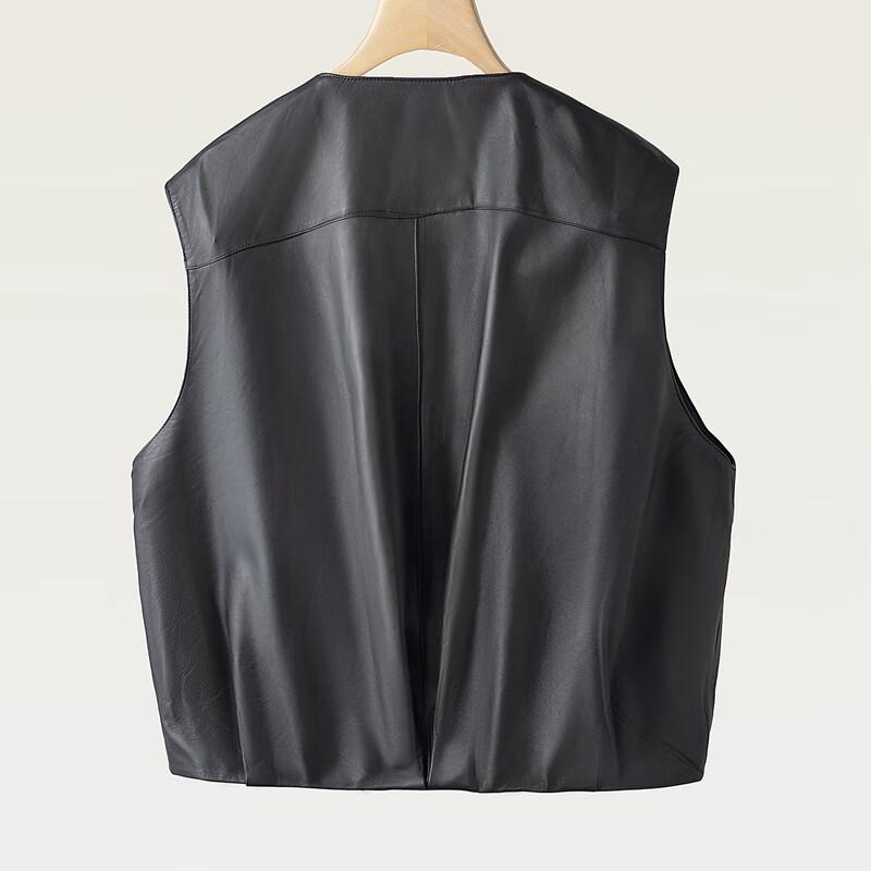 Elegant Women's Round Neck Faux Leather Vest