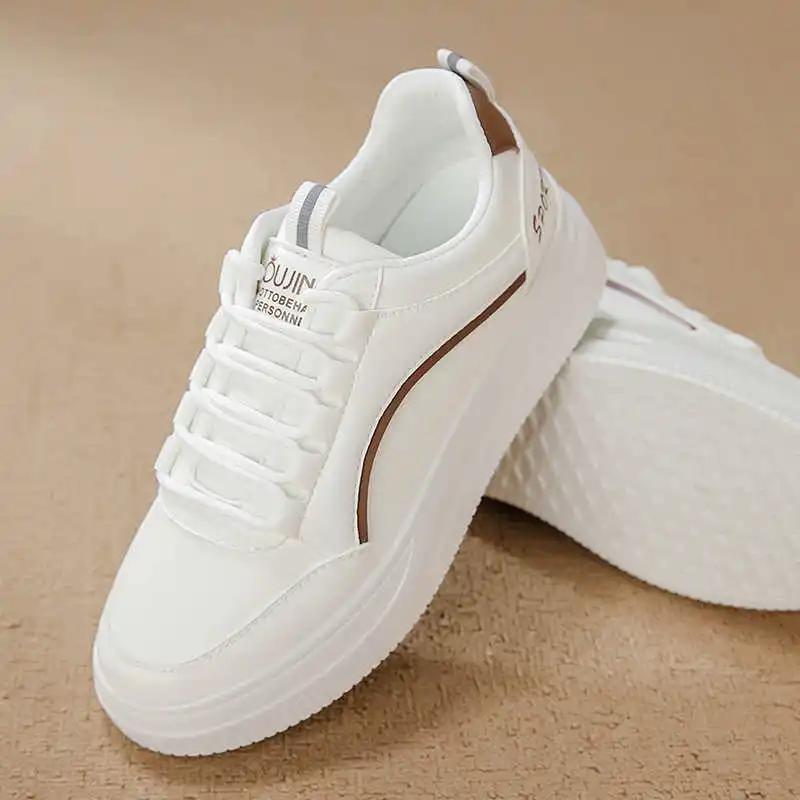 Fashion Tied Natural Leather Basketball Tenis Flats Women's White Shoes Black Sneakers Woman Sport From Famous Brands Trainers