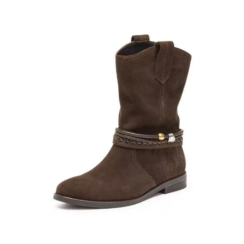 

Sheepskin version Yang Mi same suede pastoral boots women s new Maillard boots long boots pleated pile knight boots 40