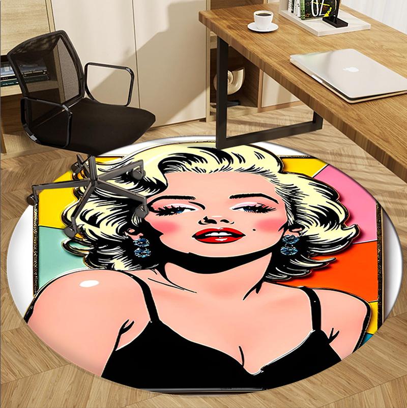 Marilyn Monroe Pattern Round Rug, Indoor/Outdoor Mat, for Picnic, Gameroom, Bedroom, Office, Living Room, Home Decor Carpet, Birthday Gift