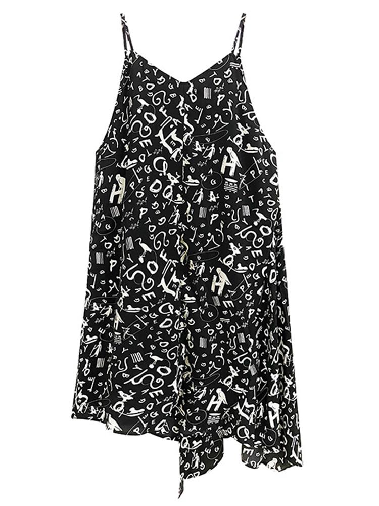 Xitao Ανώμαλο Casual Μοντέρνο Φόρεμα με Τιράντες V-neck Γυναικείο HQQ0959